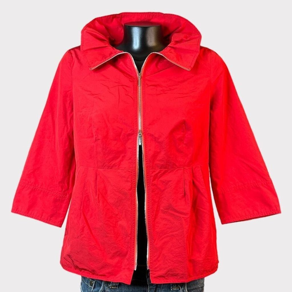Other Doncaster Womens 8 Red 3/4 Sleeve Jacket w/ Offset Zipper Po Size M / US 6-8 / IT 42-44 - 1 Thumbnail