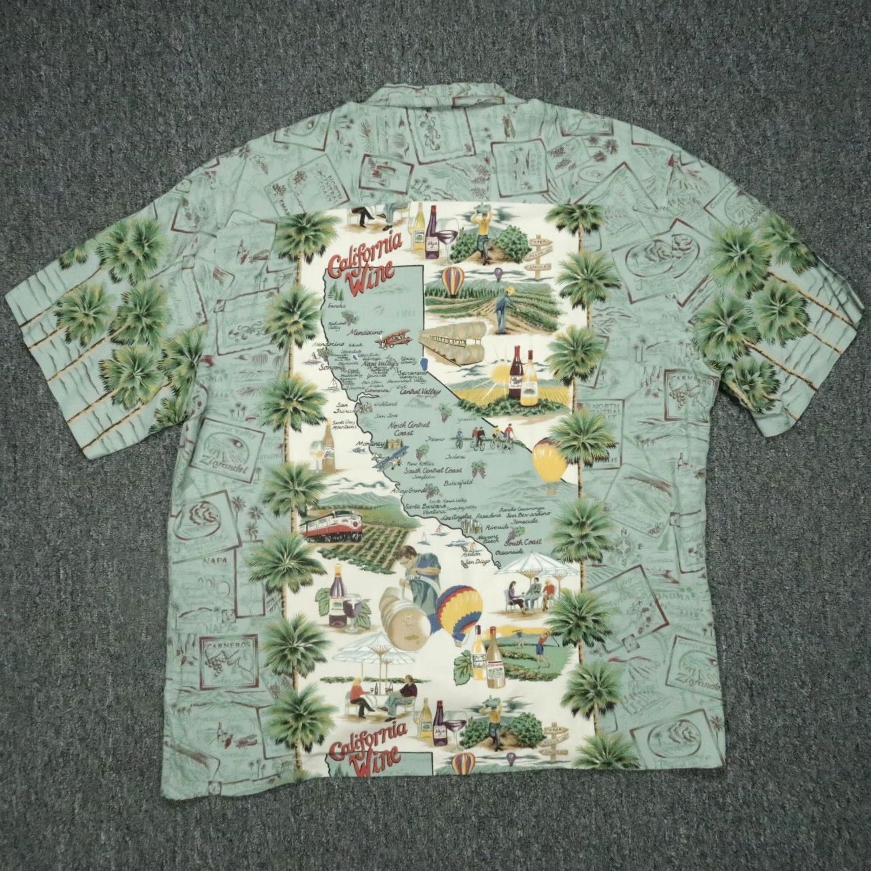 Reyn Spooner Reyn Spooner Shirt Mens Large Green California Wine Short Sleeve Hawaiian Camp Shirt Size US L / EU 52-54 / 3 - 5 Thumbnail