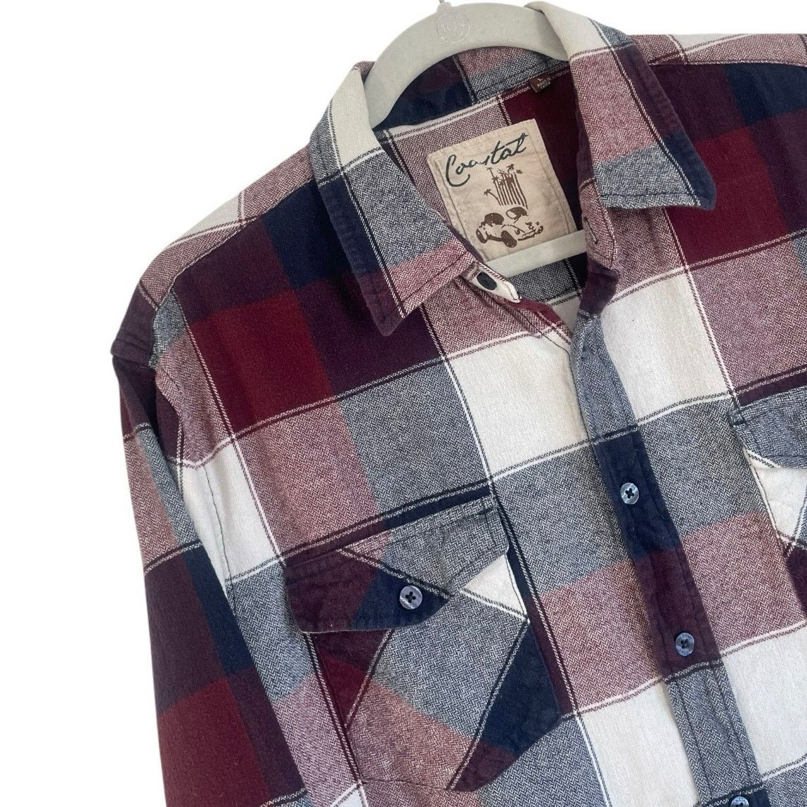 Other Coastal Mens Red & Navy Plaid Button Down Flannel Shirt Size US L / EU 52-54 / 3 - 2 Thumbnail