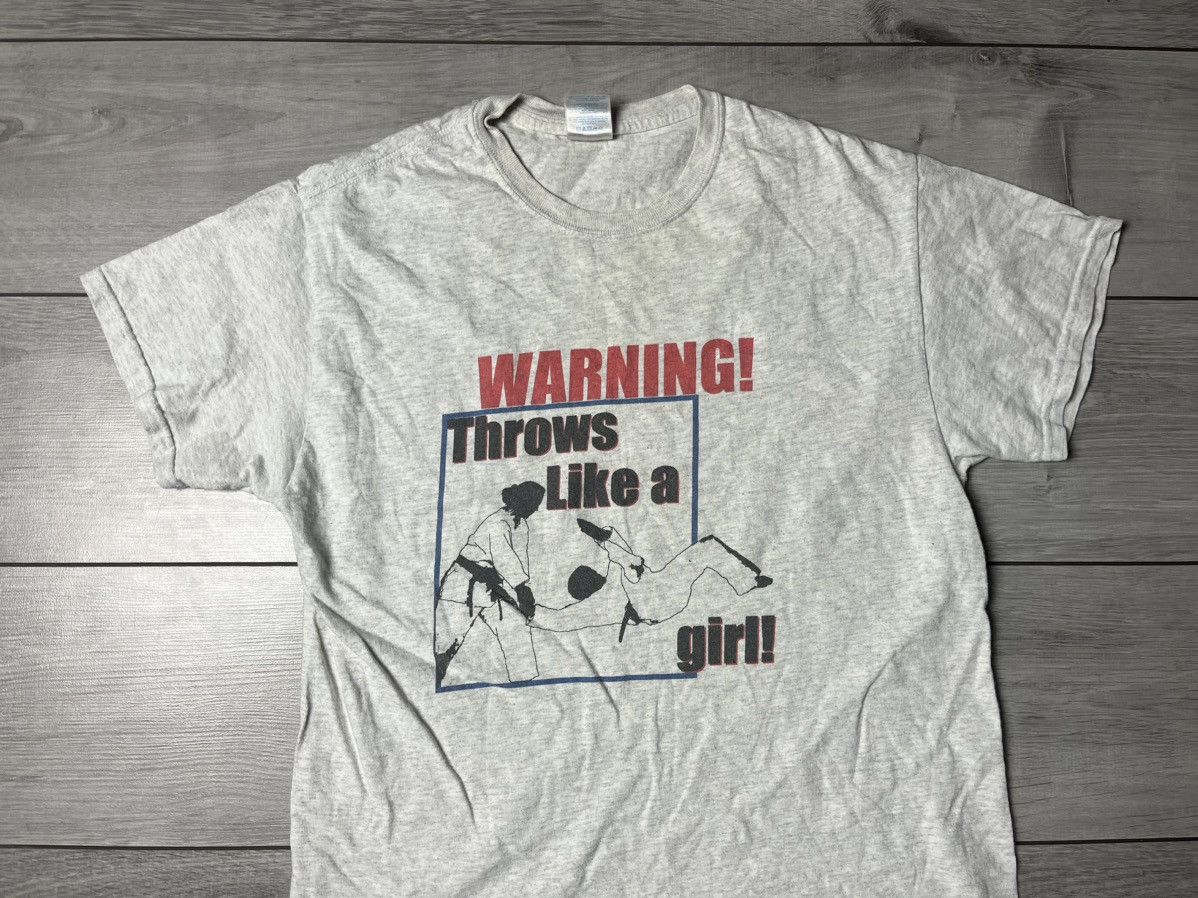 Band Tees Warning throws like a girl Tshirt humor size Medium Size US M / EU 48-50 / 2 - 3 Thumbnail