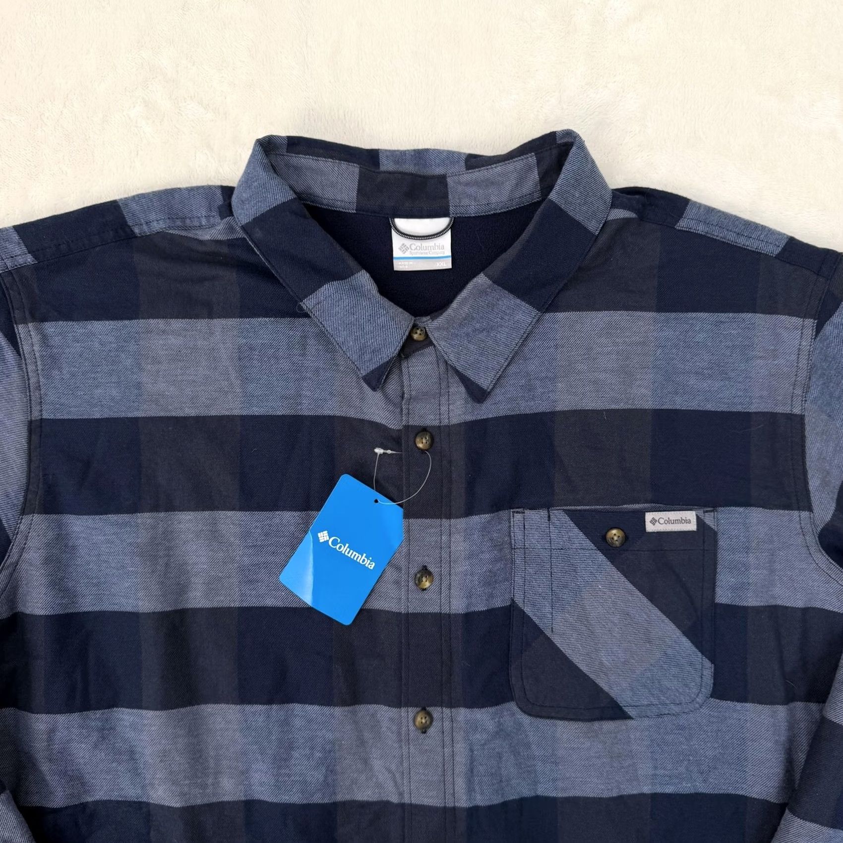 Vintage Columbia Shirt Jacket Mens 2XL Blue Stripe Flannel Lined Button Up Warm Size US XXL / EU 58 / 5 - 2 Thumbnail