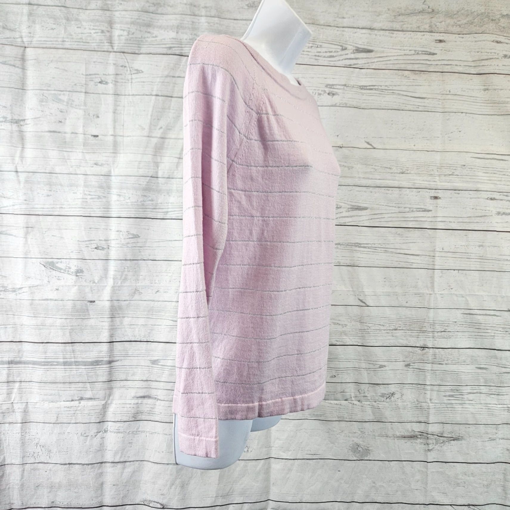 Banana Republic VINTAGE Banana Republic Womens Merino Wool Sweater Sz Medium Purple Silver Stripe Size M / US 6-8 / IT 42-44 - 3 Thumbnail