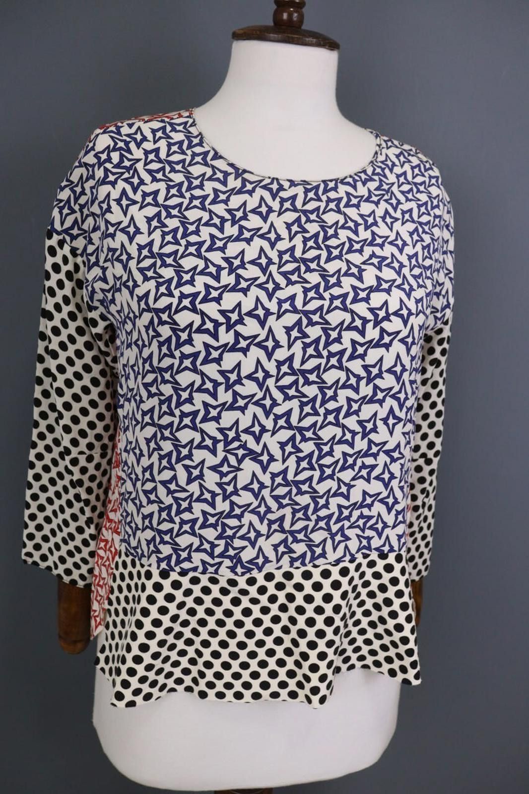 Designer Dorothee Schumacher Printed Dotted Top Shirt Blouse Size 2 Size M / US 6-8 / IT 42-44 - 7 Thumbnail