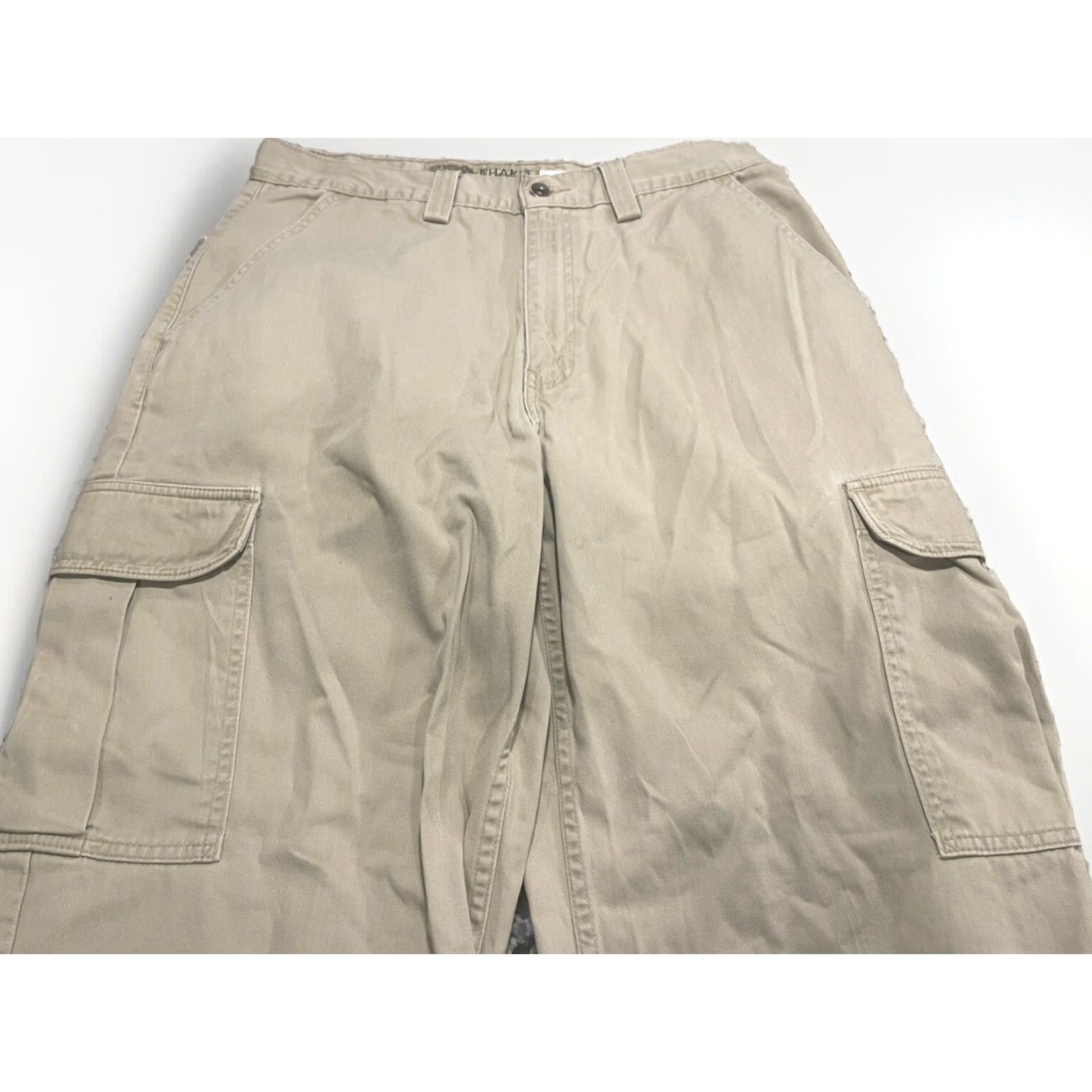 Levi's VINTAGE Levi's Silvertab Cargo Pants Mens 33x29 Beige 90s City Grunge Hip Hop USA Logo Relaxed Wide-Leg Canvas Cotton Front Flat Pocket Cargo Zip Size US 33 - 2 Thumbnail