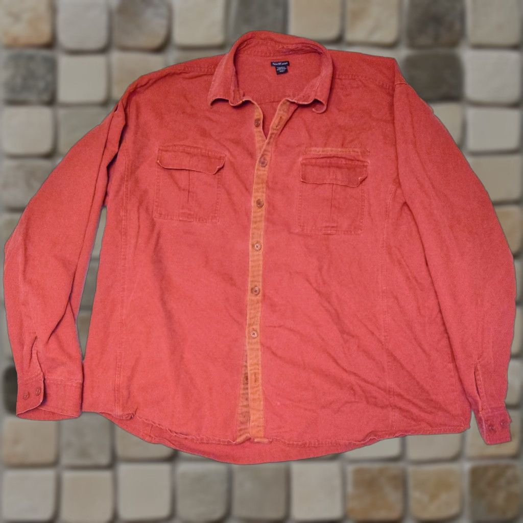 Vintage Northcrest Button-Up Shirt Mens 2XLT Red Twill Heavy Cotton Casual Long Sleeve Collared Button-Down Shirt Size US XXL / EU 58 / 5 - 1 Thumbnail