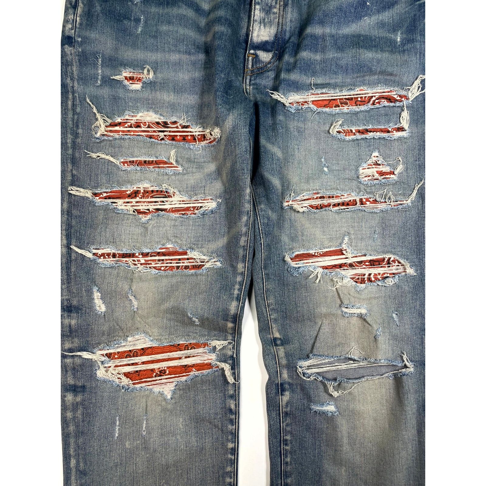 Amiri Amiri Paisley Thrasher Patch Light Wash & Orange Jeans Size US 38 / EU 54 - 2 Thumbnail