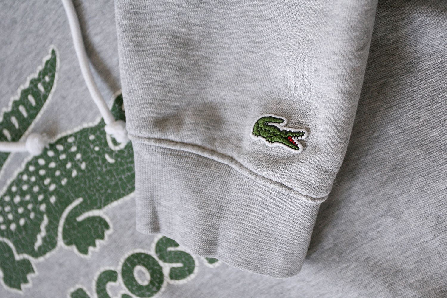 Lacoste Lacoste Boxy Fit Gray Croc Hoodie Big Green Logo 6 XL Size US XL / EU 56 / 4 - 4 Thumbnail