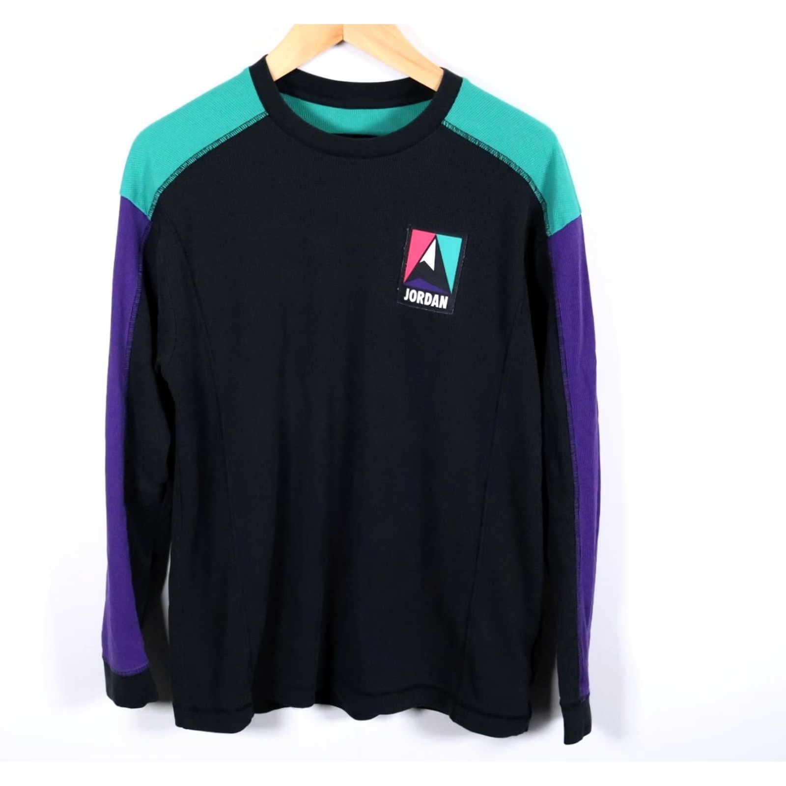 Jordan Brand Jordan Mountainside Thermal Shirt Men's Large Black Green Purple Waffle Knit Shirt Size US L / EU 52-54 / 3 - 2 Thumbnail