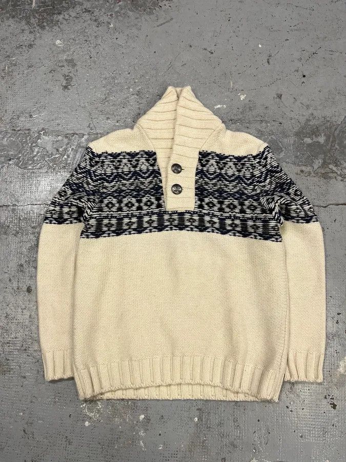 Dolce & Gabbana AW2006 Dolce & Gabbana Navy Beige Buttoned Sweater Size US M / EU 48-50 / 2 - 3 Thumbnail