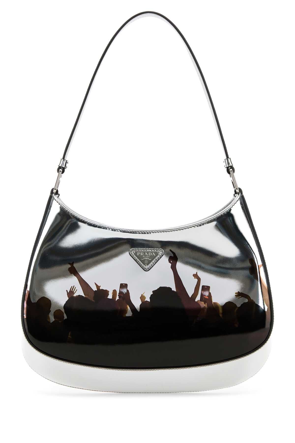 Prada Silver Leather Cleo Shoulder Bag Size ONE SIZE - 1 Thumbnail