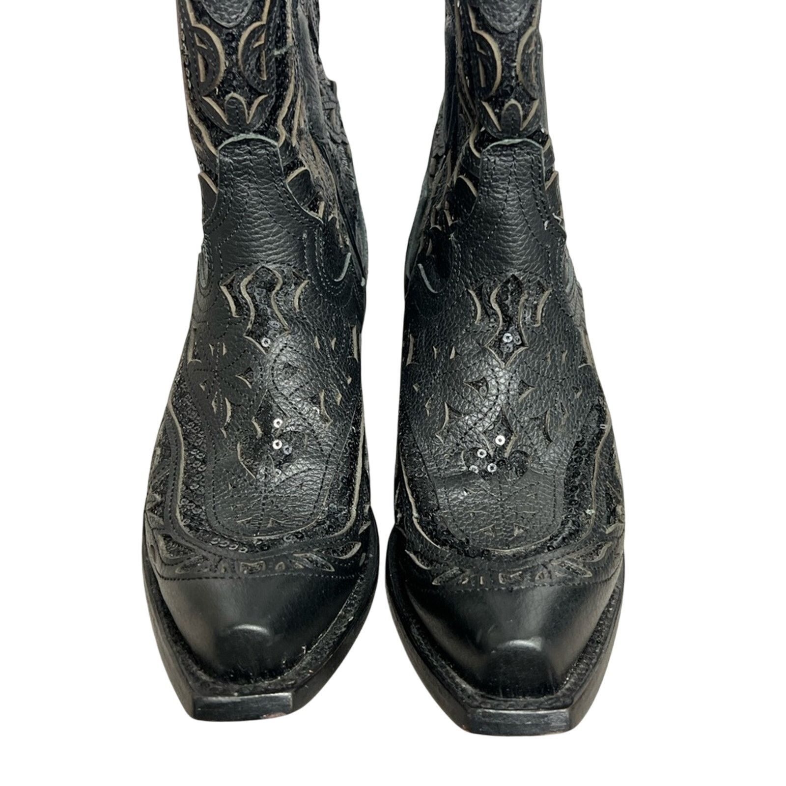 JB Classics JB Dillon Reserve Womens Cowgirl Leather Boot Black Sequin Size US 6 / IT 36 - 4 Thumbnail
