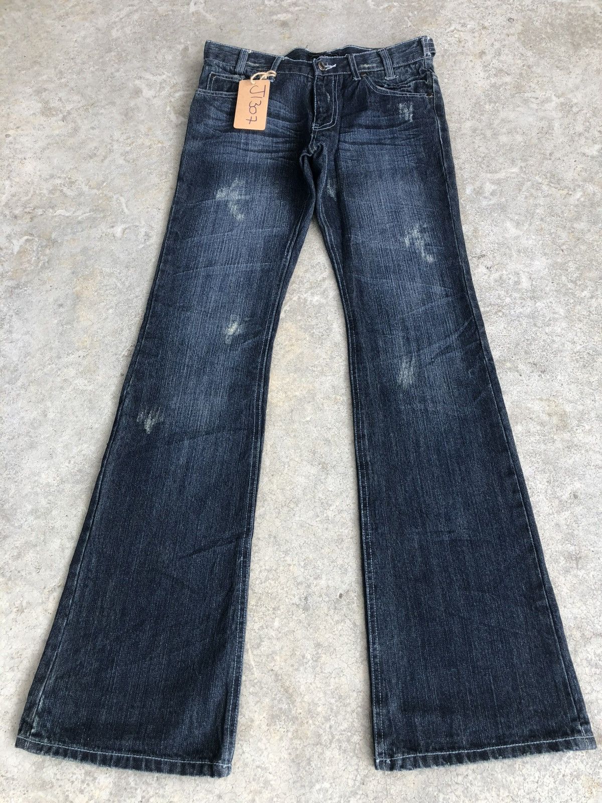 Japanese Indecent Flared Jeans Distressed Buckle Back