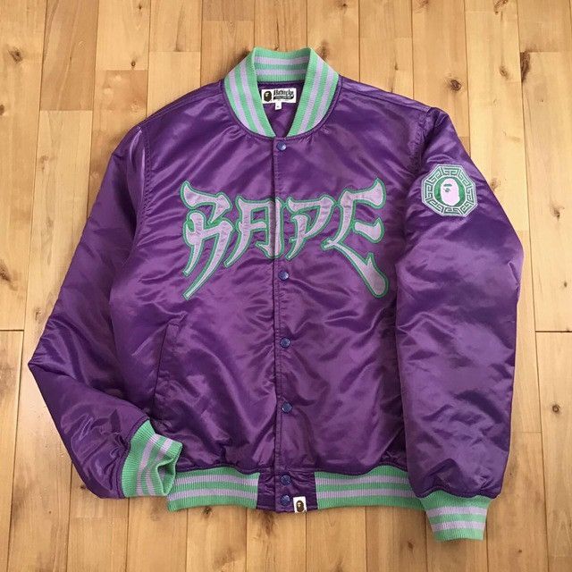 BAPE logo satin jacket a bathing ape