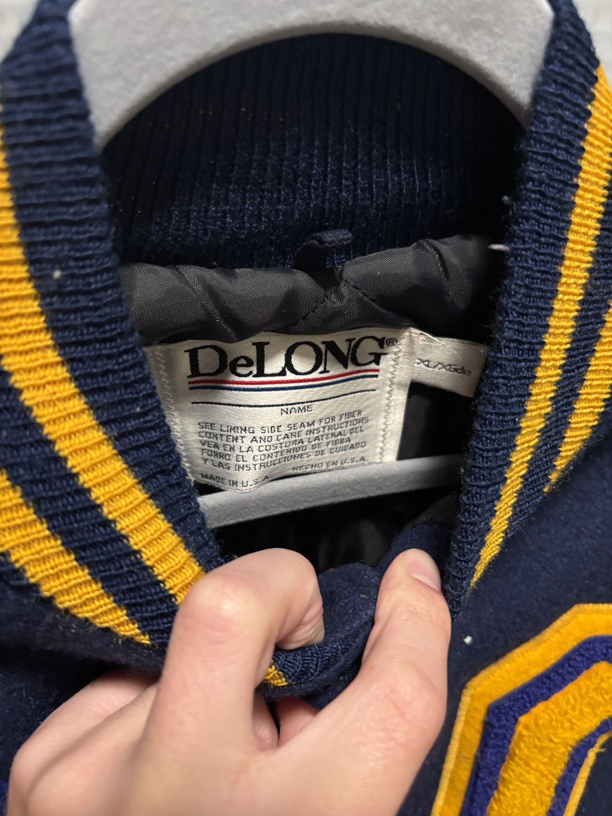 Vintage Vintage 90s navy blue varsity jacket with patches navy blue Size US XL / EU 56 / 4 - 3 Thumbnail