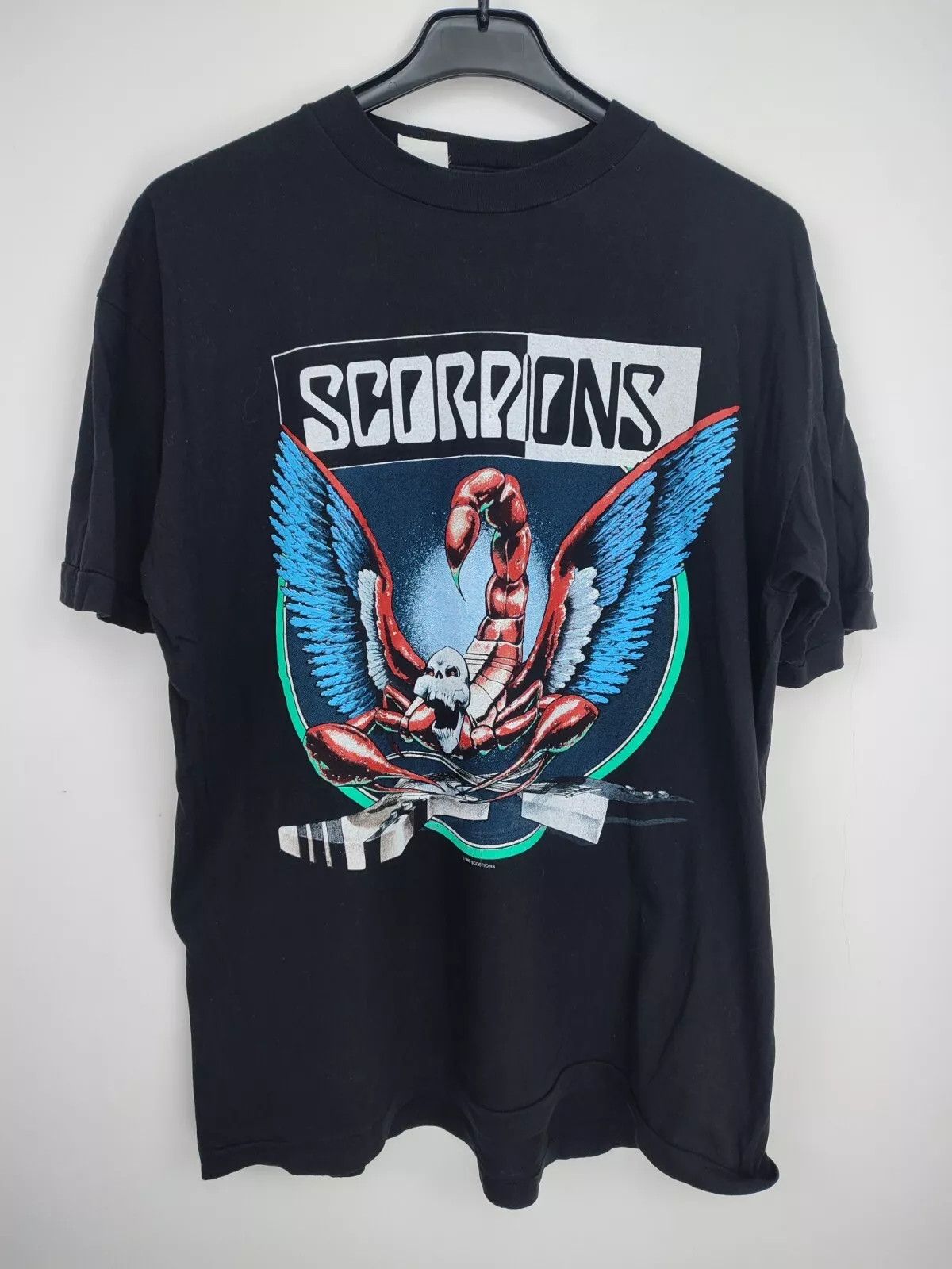 image of Scorpions Vintage T Shirt 1990 Crazy World Tour Concert in Black, Men's (Size XL)