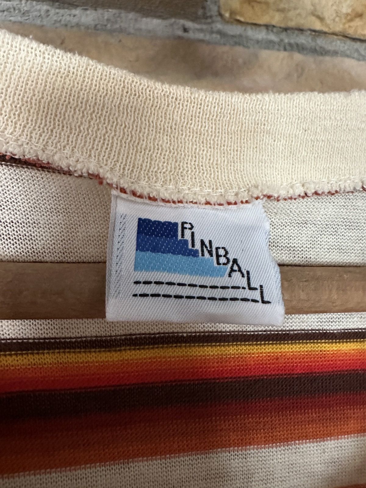 Vintage Vintage 70s Pinball Striped V Neck Tee Size US L / EU 52-54 / 3 - 3 Thumbnail