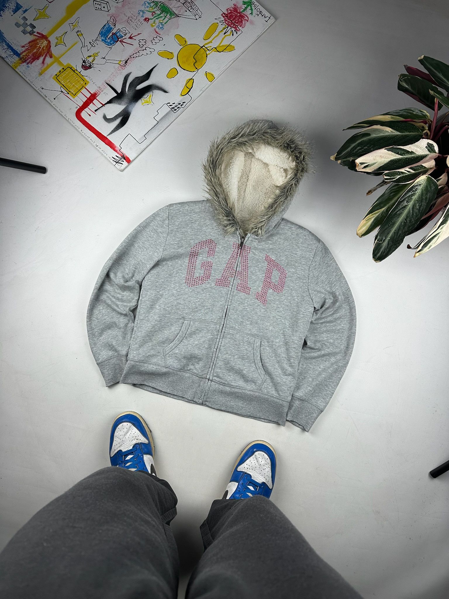 Gap rhinestones logo Zip Fur Hoodie LGB holister style Size S / US 4 / IT 40 - 6 Thumbnail