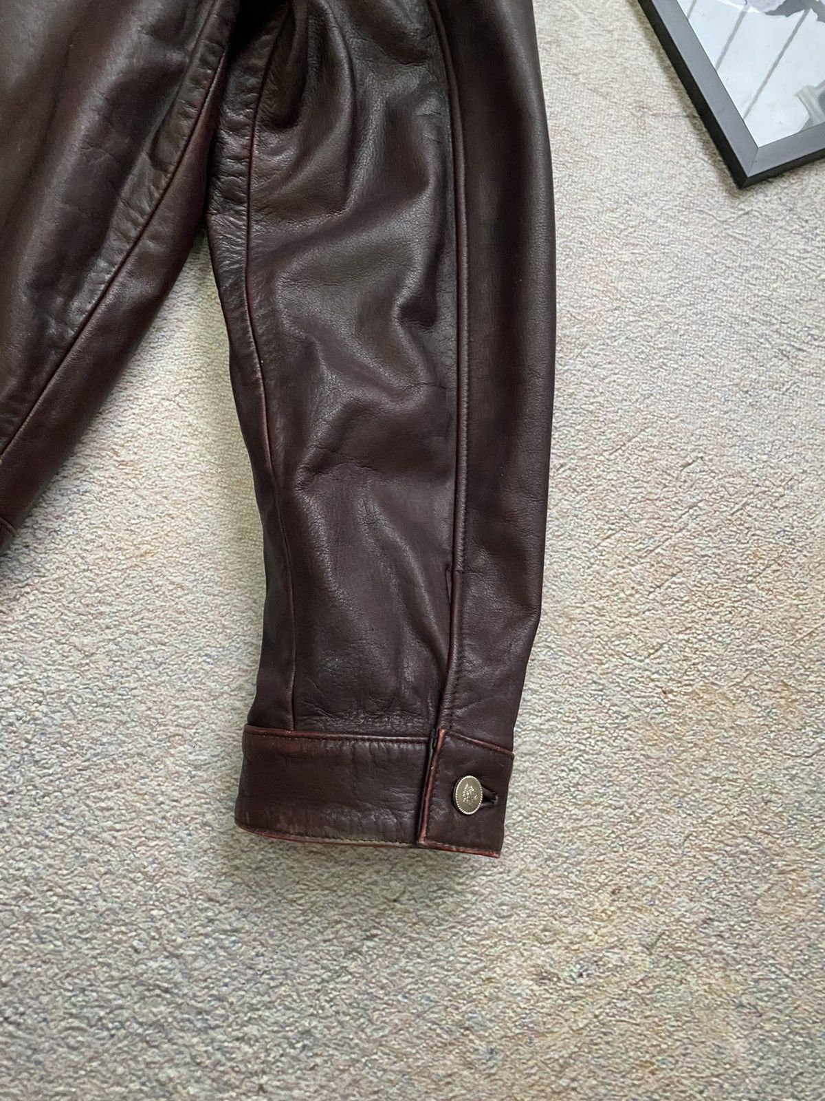 Versace × Vintage RARE Vintage leather jacket Versace back big logo Size US M / EU 48-50 / 2 - 6 Thumbnail