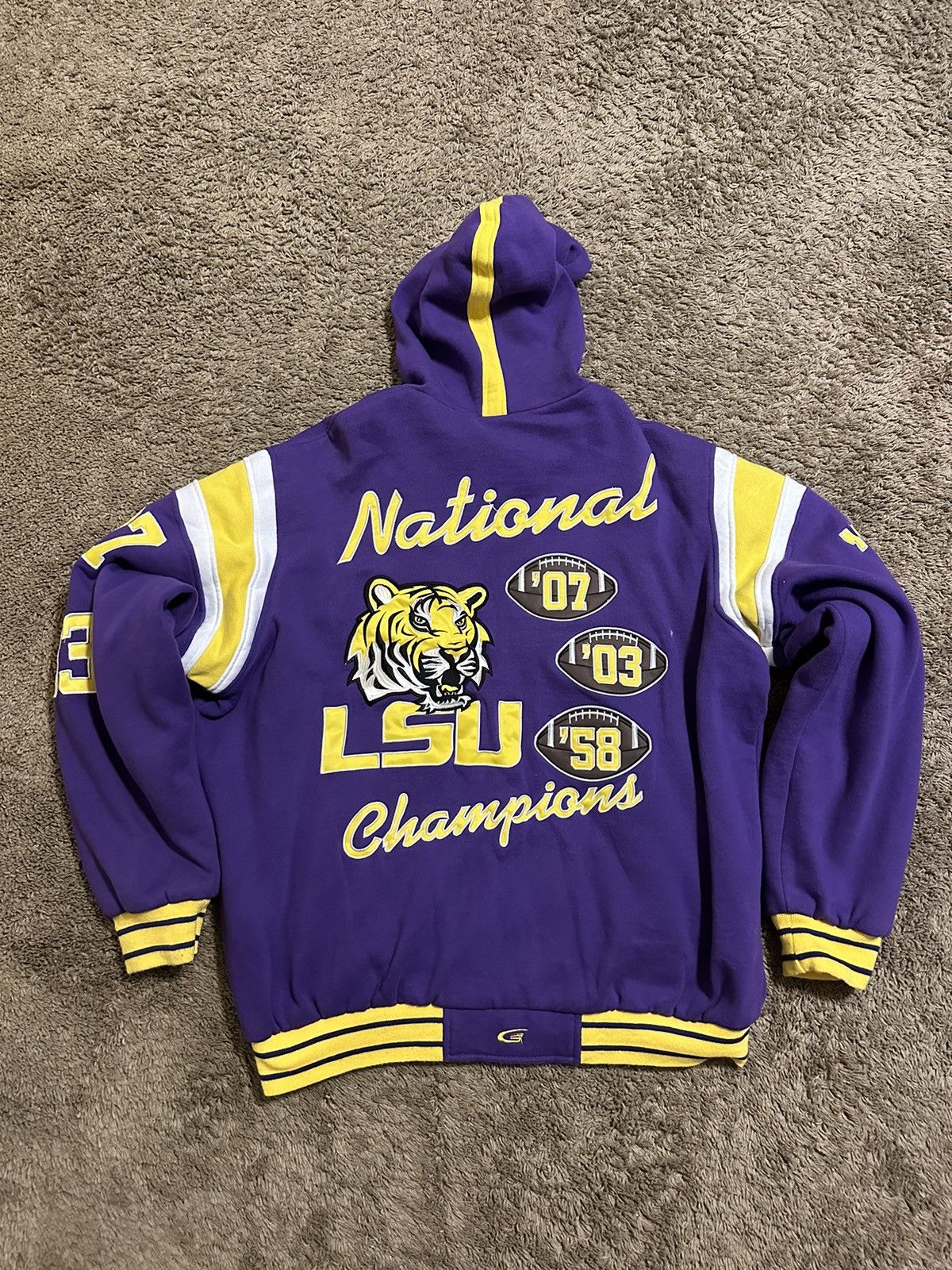 image of NCAA Lsu Tigers Football National Hoodie 2008 Size in Purple, Men's