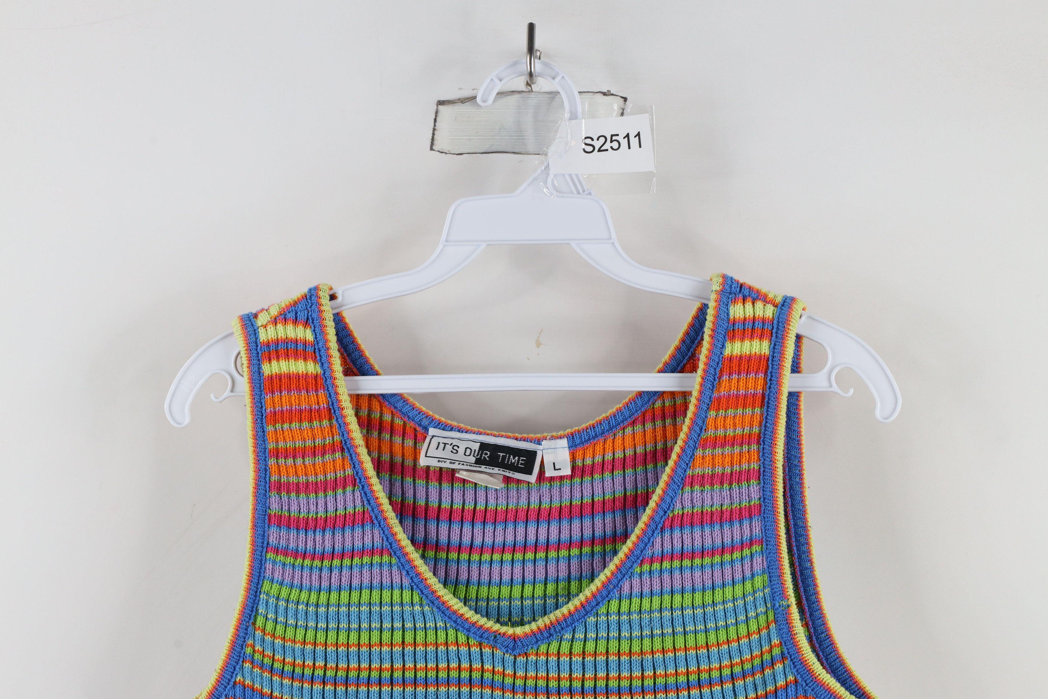 Vintage Vintage 90s Streetwear Striped Ribbed Knit Tank Top USA Size L / US 10 / IT 46 - 2 Thumbnail