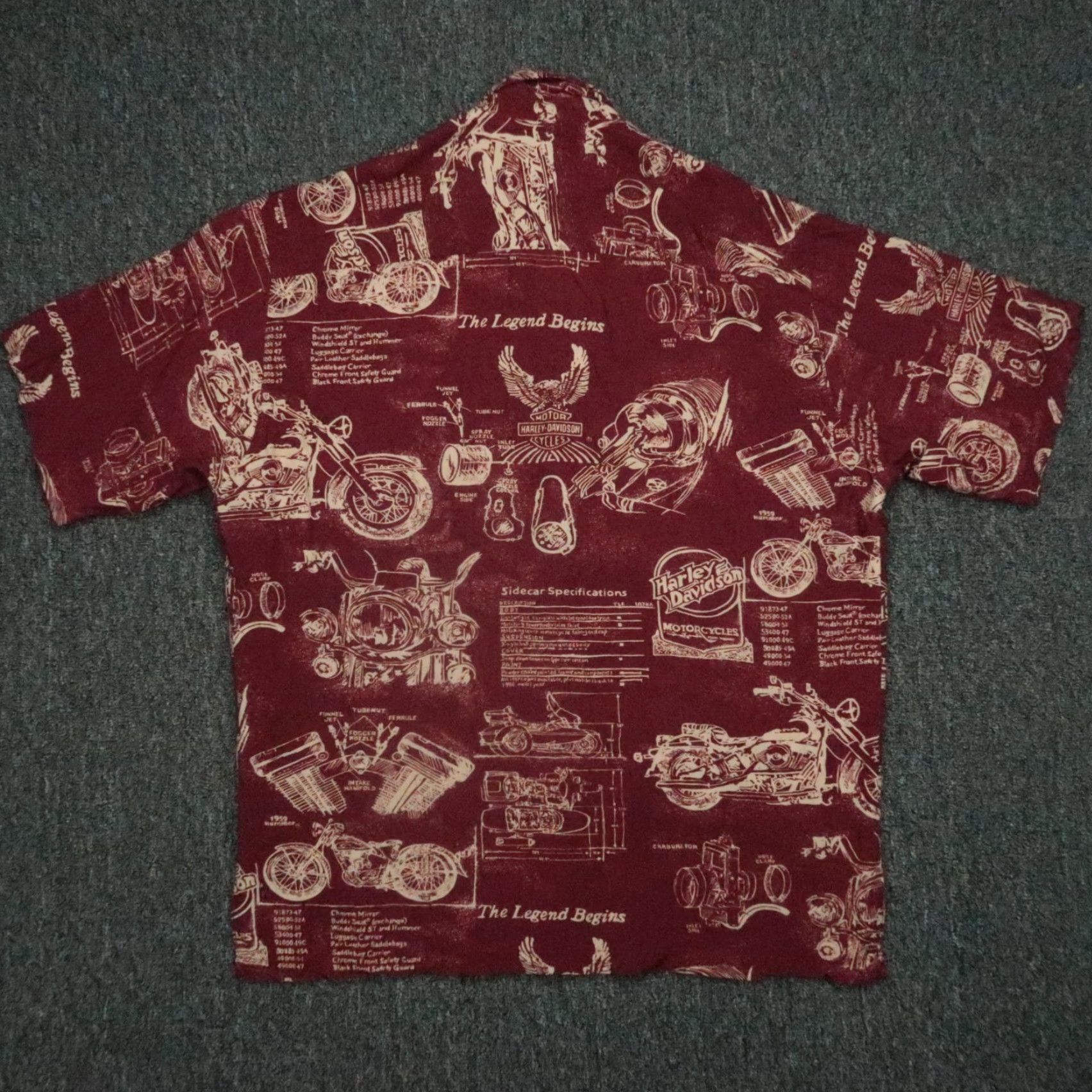 Harley Davidson VINTAGE Harley-Davidson Shirt Men M Red Short Sleeve Button-Up Geometric Vest Style USA M Size US M / EU 48-50 / 2 - 6 Thumbnail