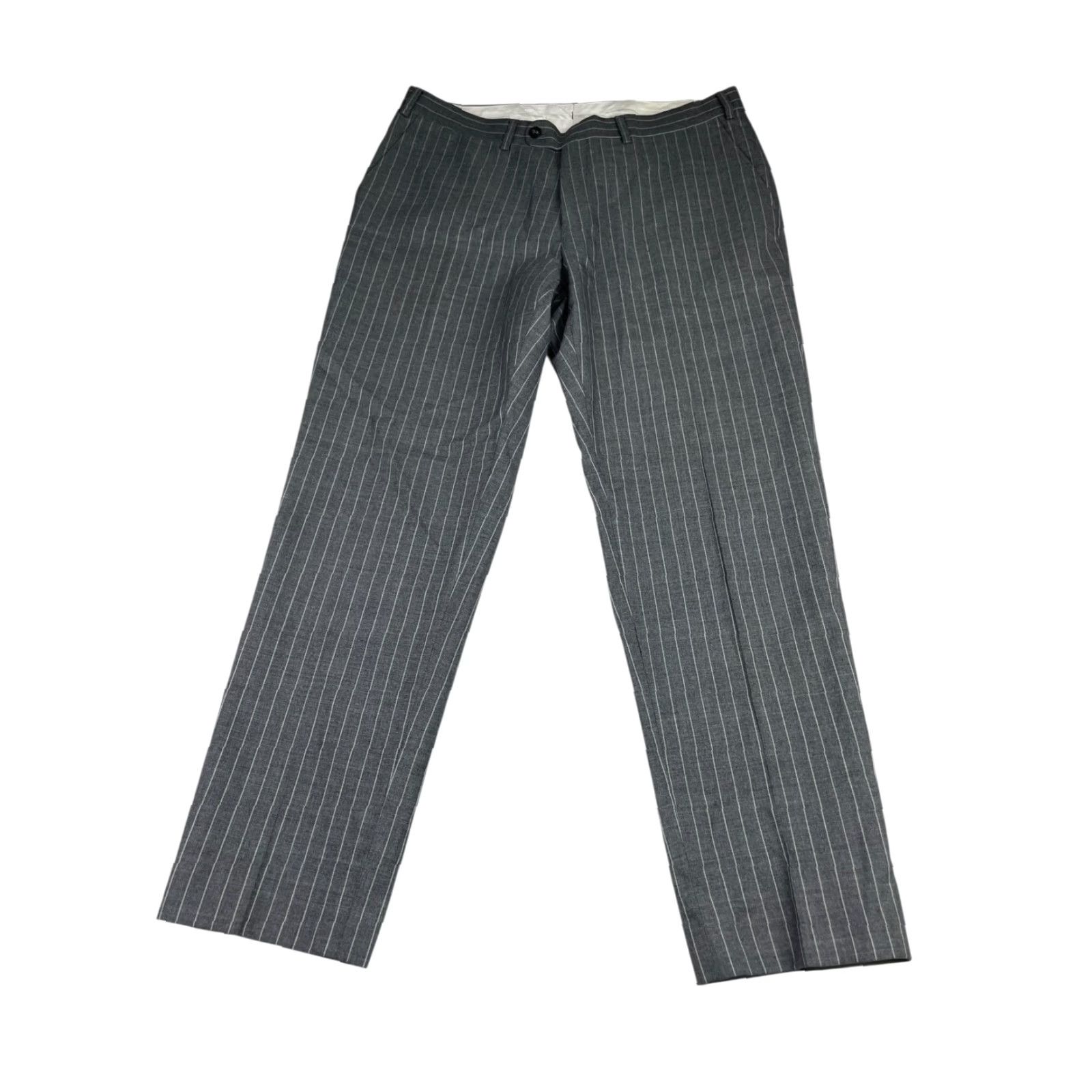 Suitsupply SuitSupply Men’s Brescia 100% Wool Flat Front Dress Pants Gray Stripe 36x30 Size 36R - 3 Thumbnail