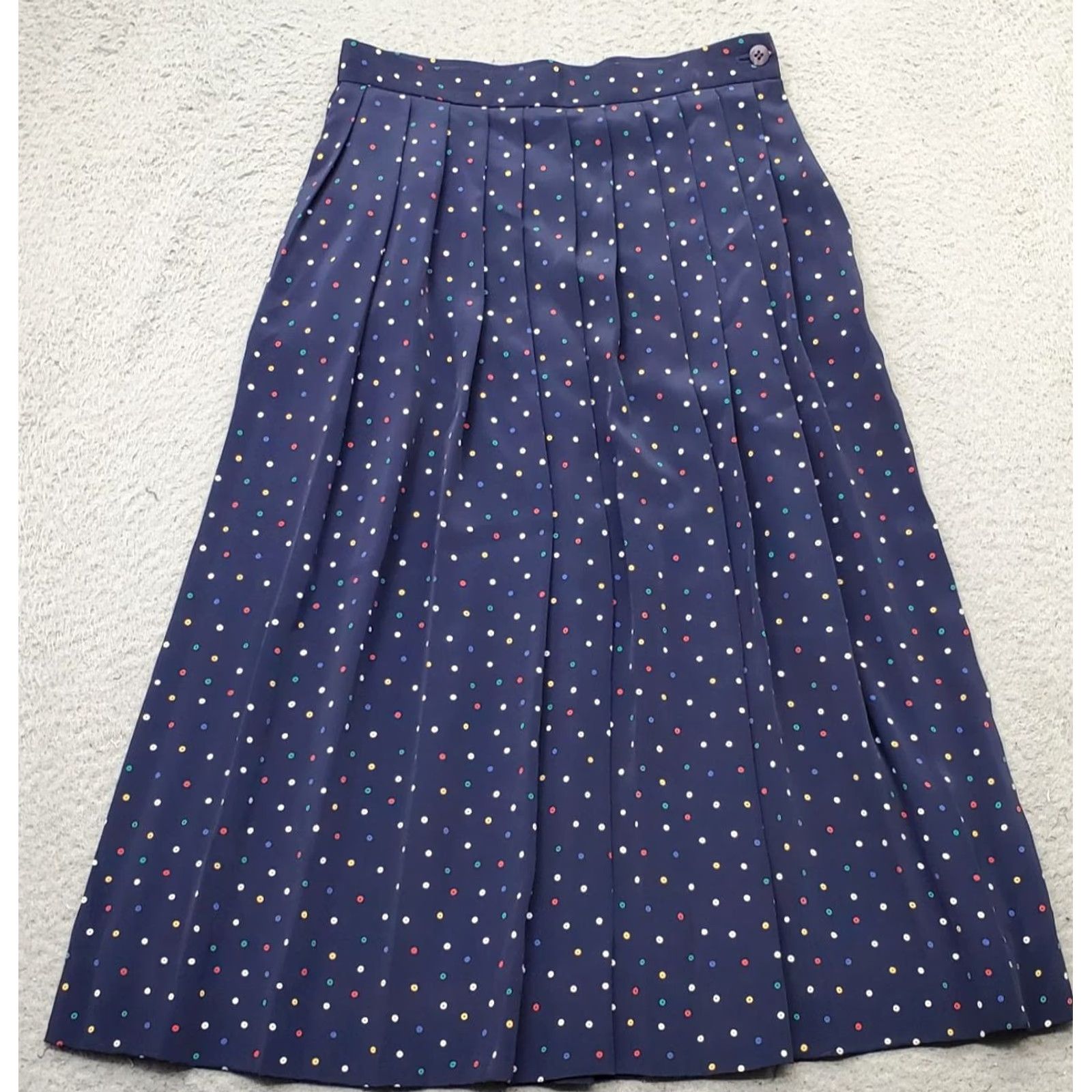 Talbots Talbots A-Line Skirt Womens Size 6 Multicolor Polka Dot Pleated Front Side Button Skirt Size 28" / US 6 / IT 42 - 2 Thumbnail