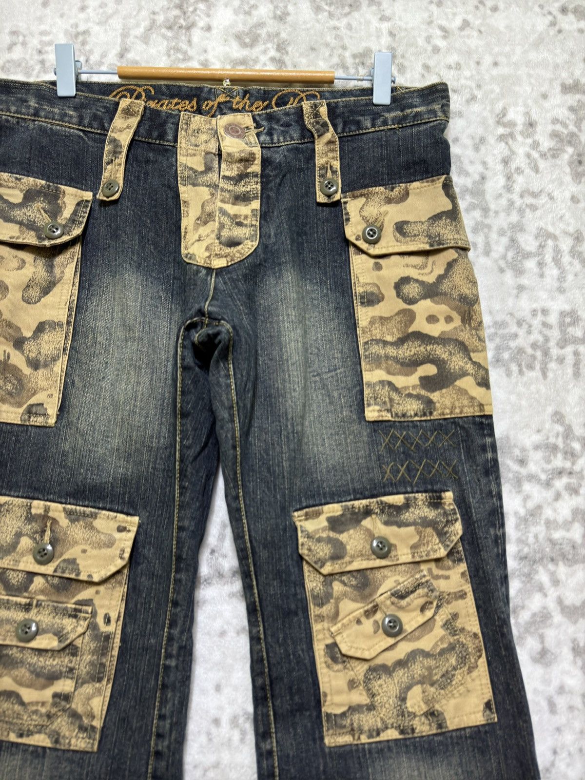 291295=Homme Vintage 291295=Homme Multi Pocket Flare Denim Camo Size US 32 / EU 48 - 5 Thumbnail