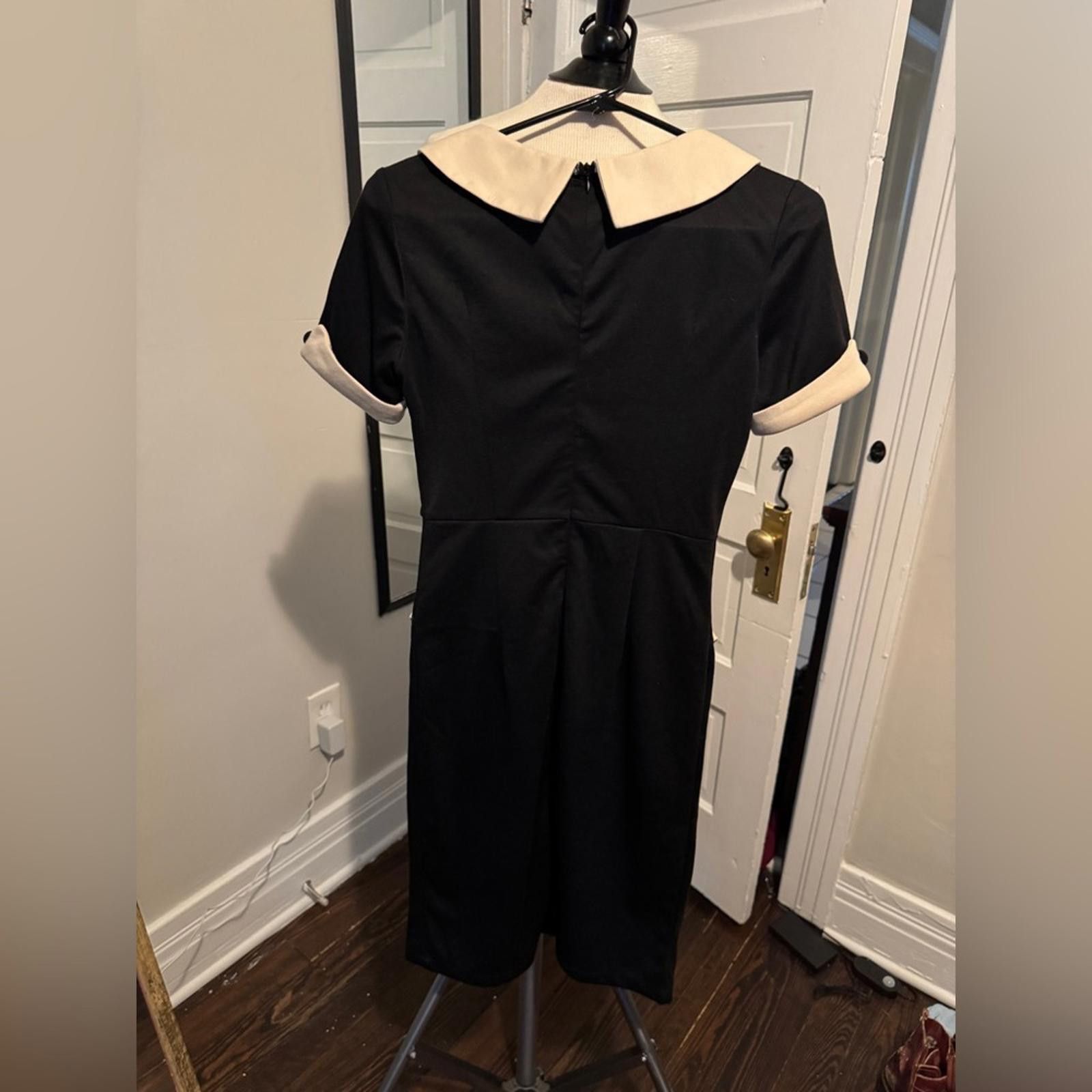 Designer Classic Black and Cream Vintage Style Dress by Lindy Bop Size S / US 4 / IT 40 - 3 Thumbnail