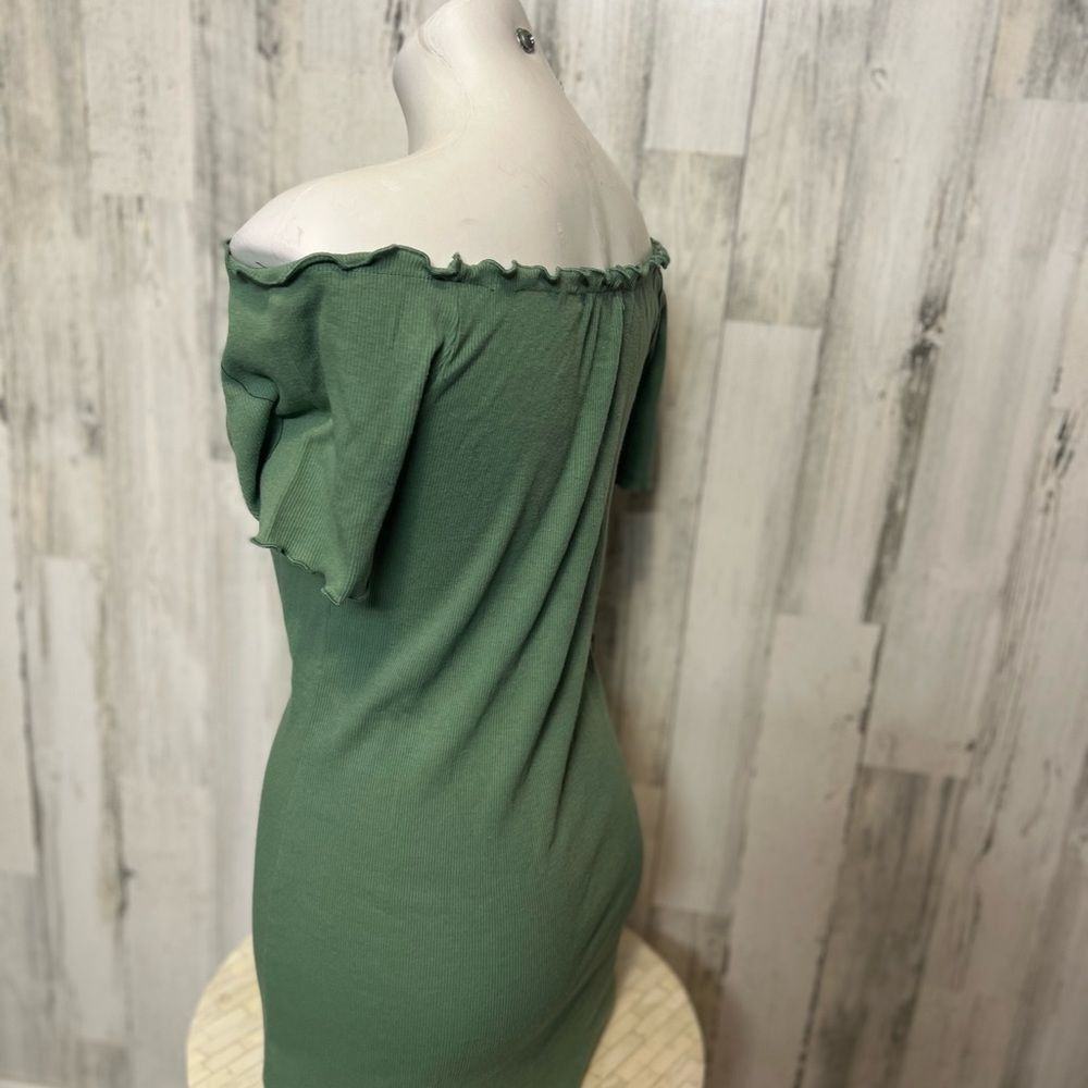 Other Green Off Shoulder Ribbed Bodycon Dress Size Large – Stretch Size L / US 10 / IT 46 - 2 Thumbnail