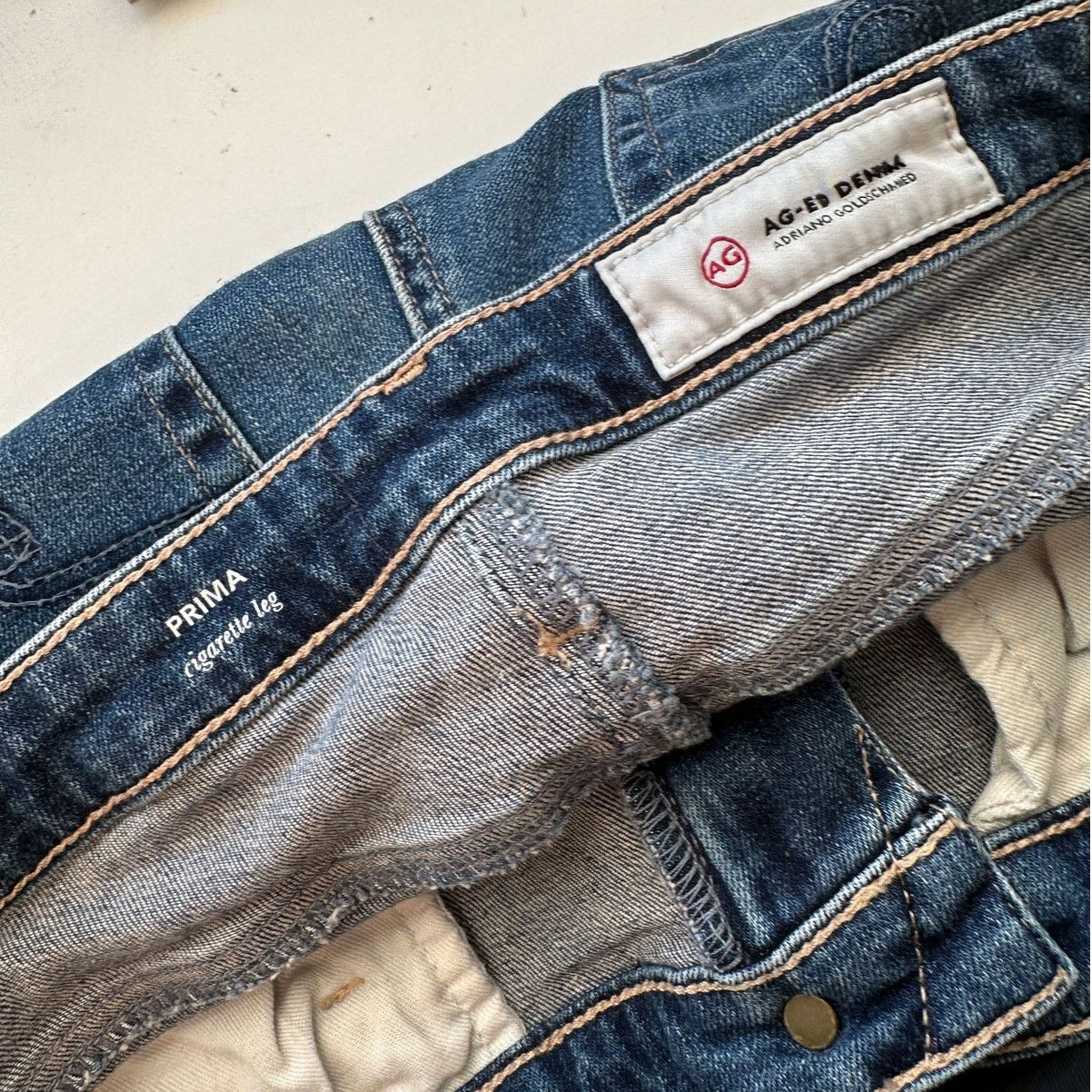 AG Adriano Goldschmied AG Adriano Goldschmied Prima Cigarette Leg Jean Med Wash 31R Size 31" - 7 Thumbnail