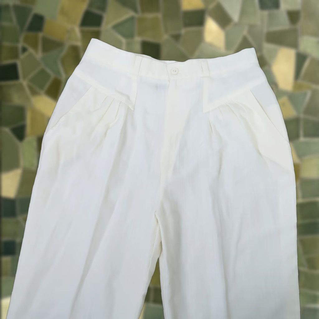 Casablanca VINTAGE Casablanca cream high rise pleat front trouser pants 12" waist 27" xs? Size 34" / US 12 / IT 48 - 1 Thumbnail
