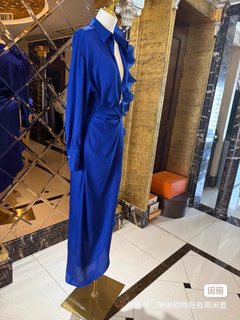 Versace Versace Sapphire Blue Deep Evil V Asymmetrical Dress Size M / US 6-8 / IT 42-44 - 5 Thumbnail