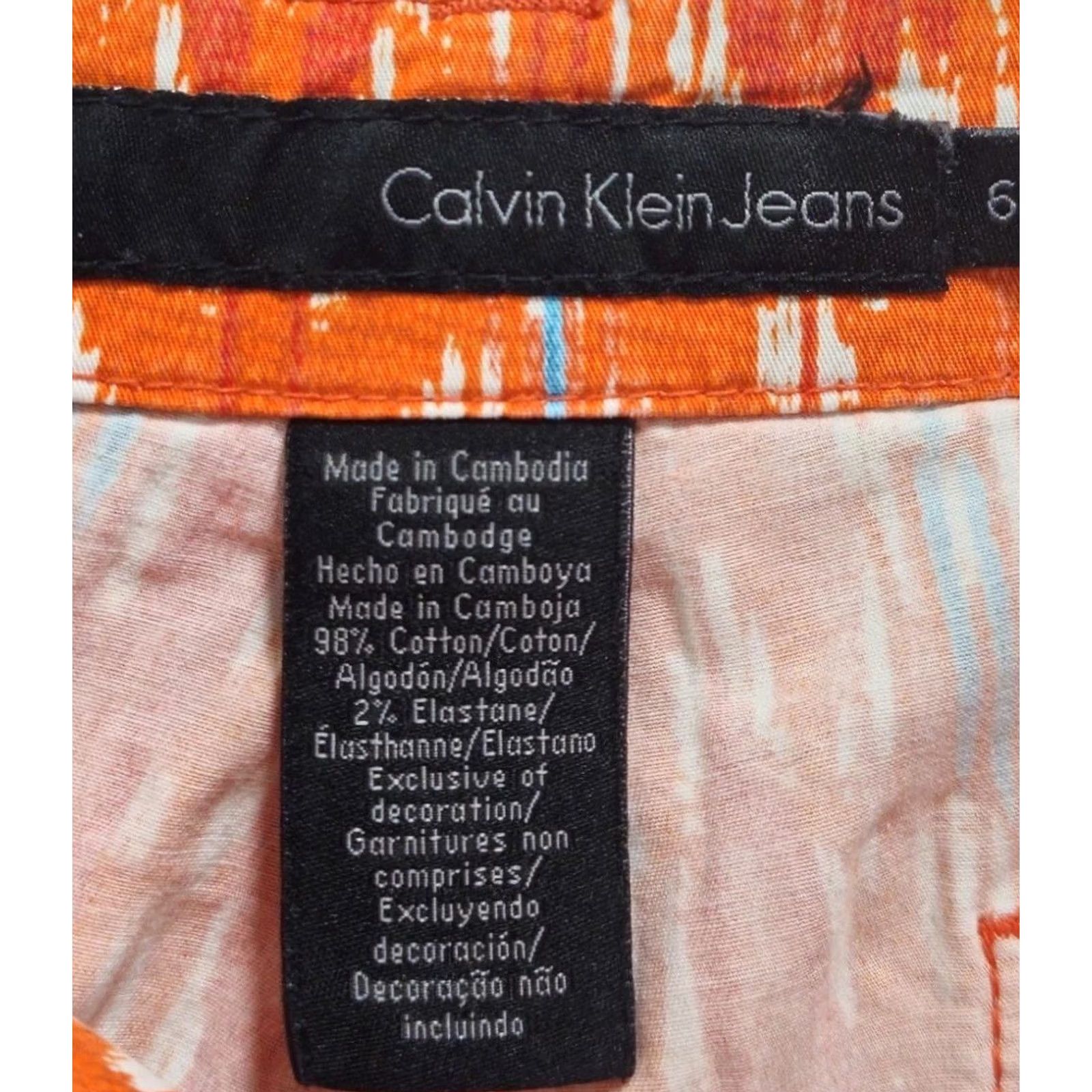 Calvin Klein Calvin Klein Jeans Chino Shorts Women’s Size 6 Orange Ikat Print Tribal Boho Size 28" / US 6 / IT 42 - 5 Thumbnail