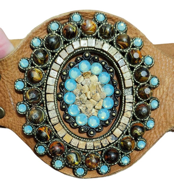 Other LeatheRock Custom Linked Leather Studded Rhinstone Size M/L Size ONE SIZE - 6 Thumbnail
