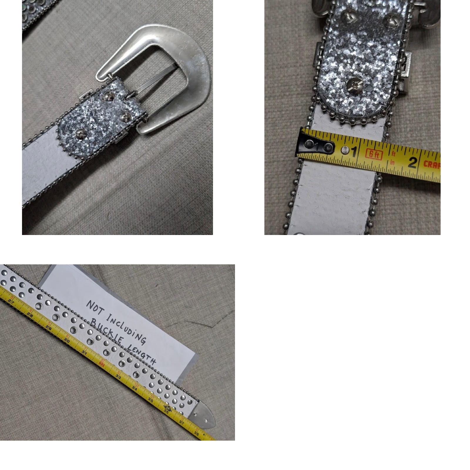 Vintage VINTAGE belt WESTERN 32 rhinestone studded silver leather 90s Cowboy rodeo Womens Size ONE SIZE - 8 Thumbnail