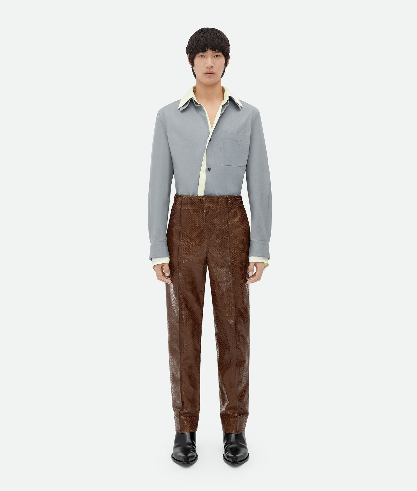 Bottega Veneta o1n1vont0225 Carved Leather Trousers in Brown Size US 34 / EU 50 - 1 Thumbnail
