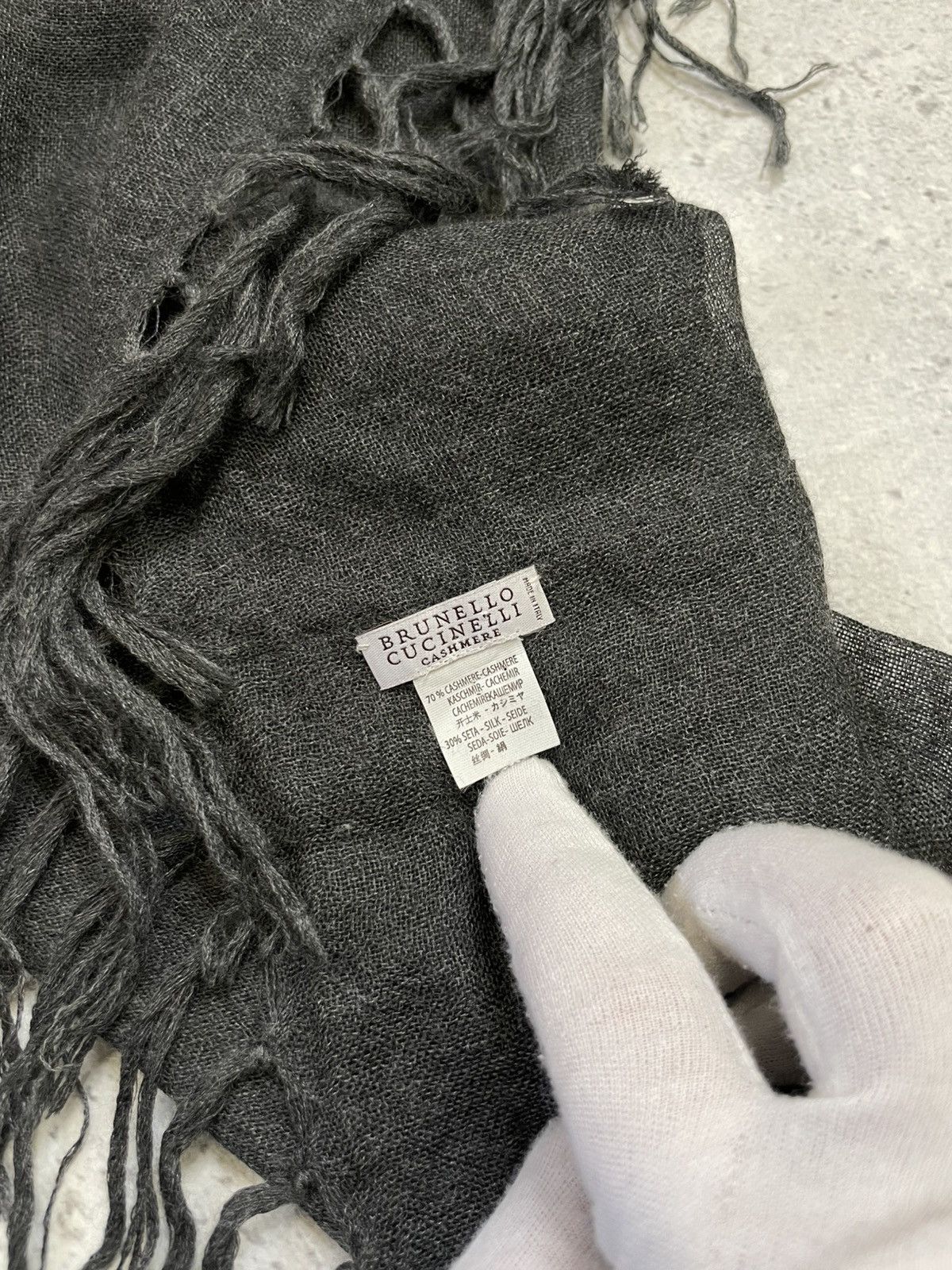 Brunello Cucinelli Brunello Cucinelli Women Cashmere / Silk Gray Scarf 60x77 cm Size ONE SIZE - 8 Thumbnail