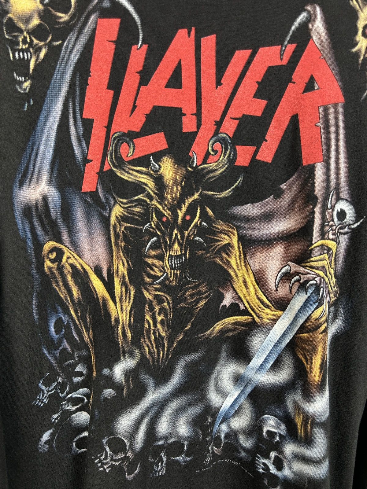 Band Tees 90s Slayer 1996 Airbrush Demon Rock Eagle Band Long Sleeve Size US M / EU 48-50 / 2 - 2 Thumbnail