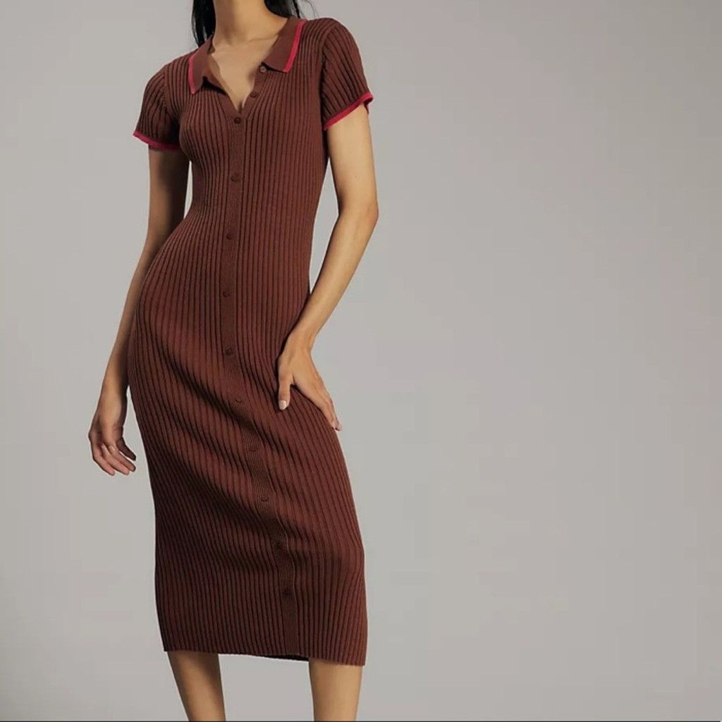 Anthropologie Anthropologie Dolan Rib Knit Midi Dress Size XS / US 0-2 / IT 36-38 - 1 Thumbnail