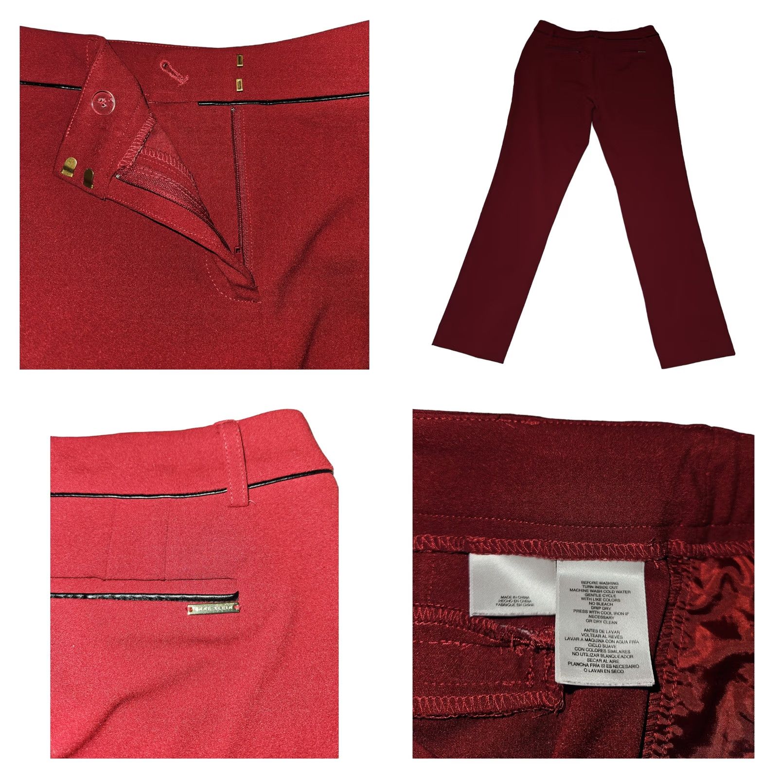 Anne Klein Anne Klein Pants Women Size 6 Red Flat Front Mid Rise Stretch Straight Leg Dress Pants Mens? Size 28" / US 6 / IT 42 - 8 Thumbnail