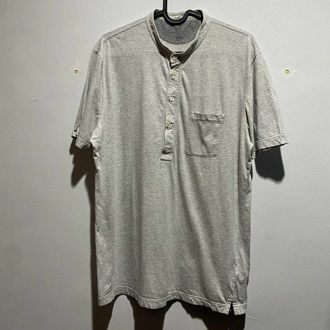 Brunello Cucinelli Brunello Cucinelli Gray Henley Shirt M Size US M / EU 48-50 / 2 - 1 Thumbnail