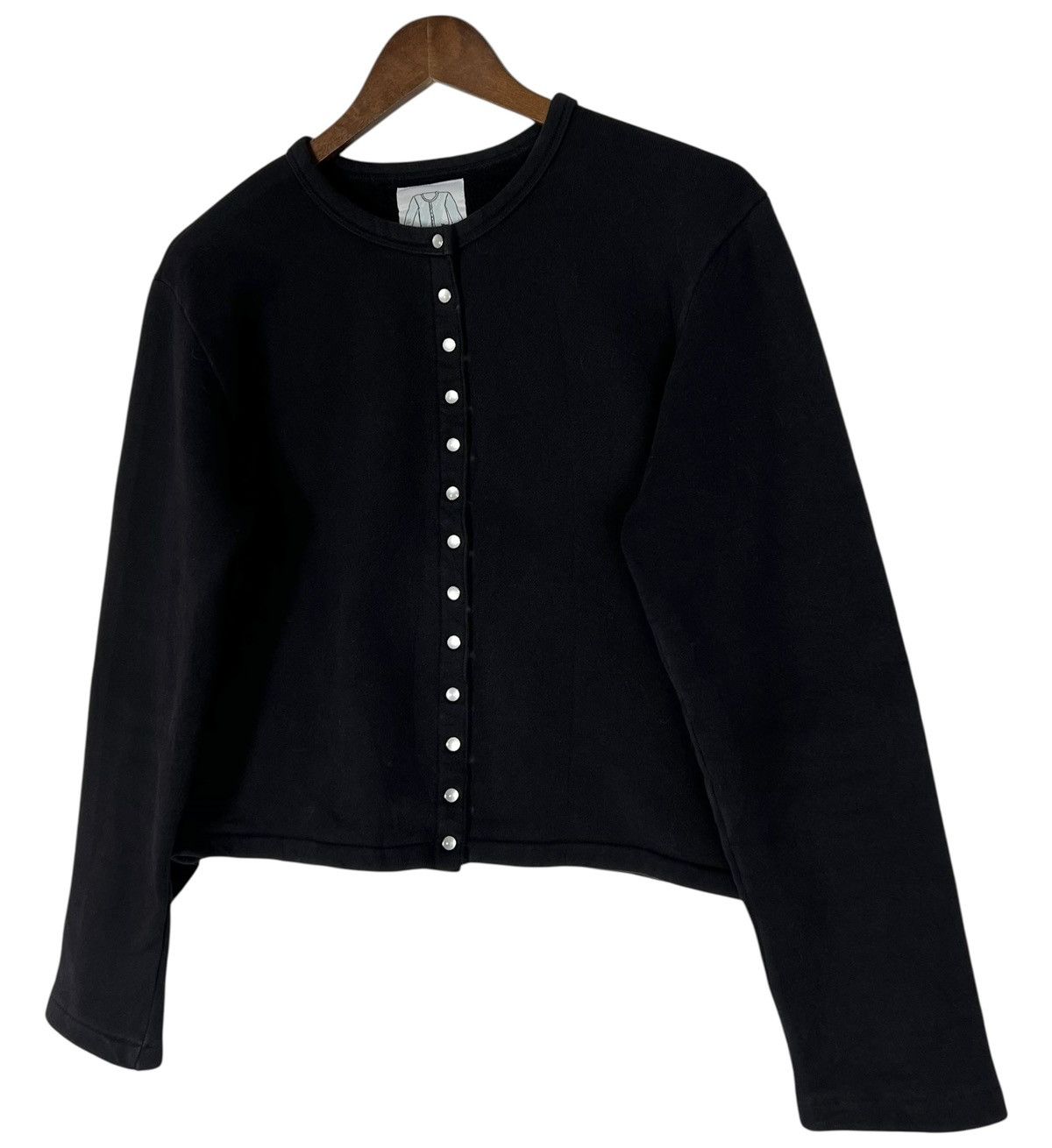 agnes b. agnès b. Black Cropped Snap Button Cardigan Size S / US 4 / IT 40 - 3 Thumbnail