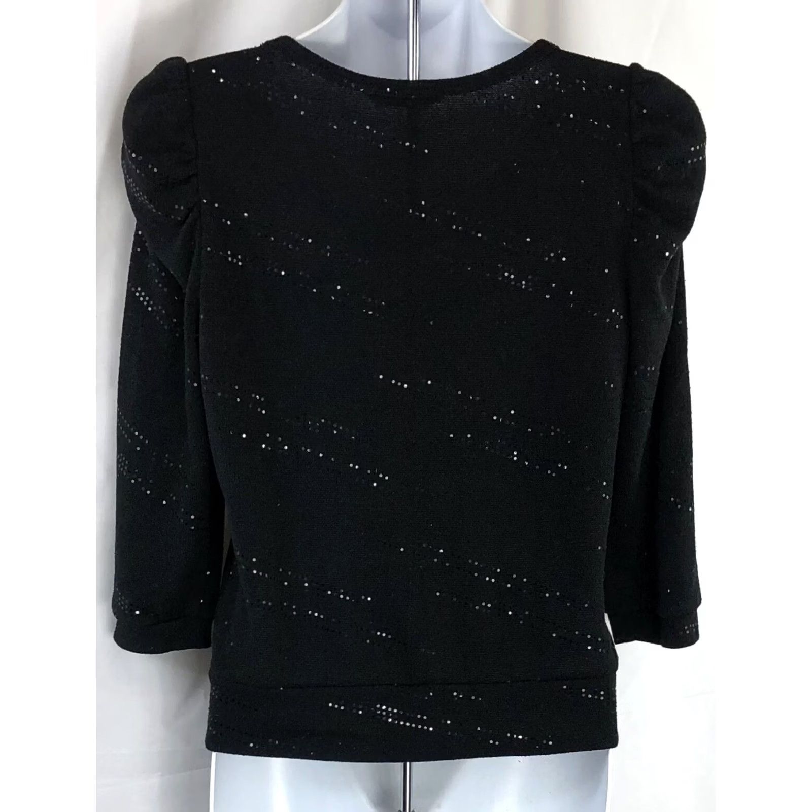 Vintage VINTAGE Timing Cropped Sweater Shrug S/M Blk Sparkle Preppy Glam Coquette Y2K Cardigan Puff Sleeve Womens Size S / US 4 / IT 40 - 3 Thumbnail