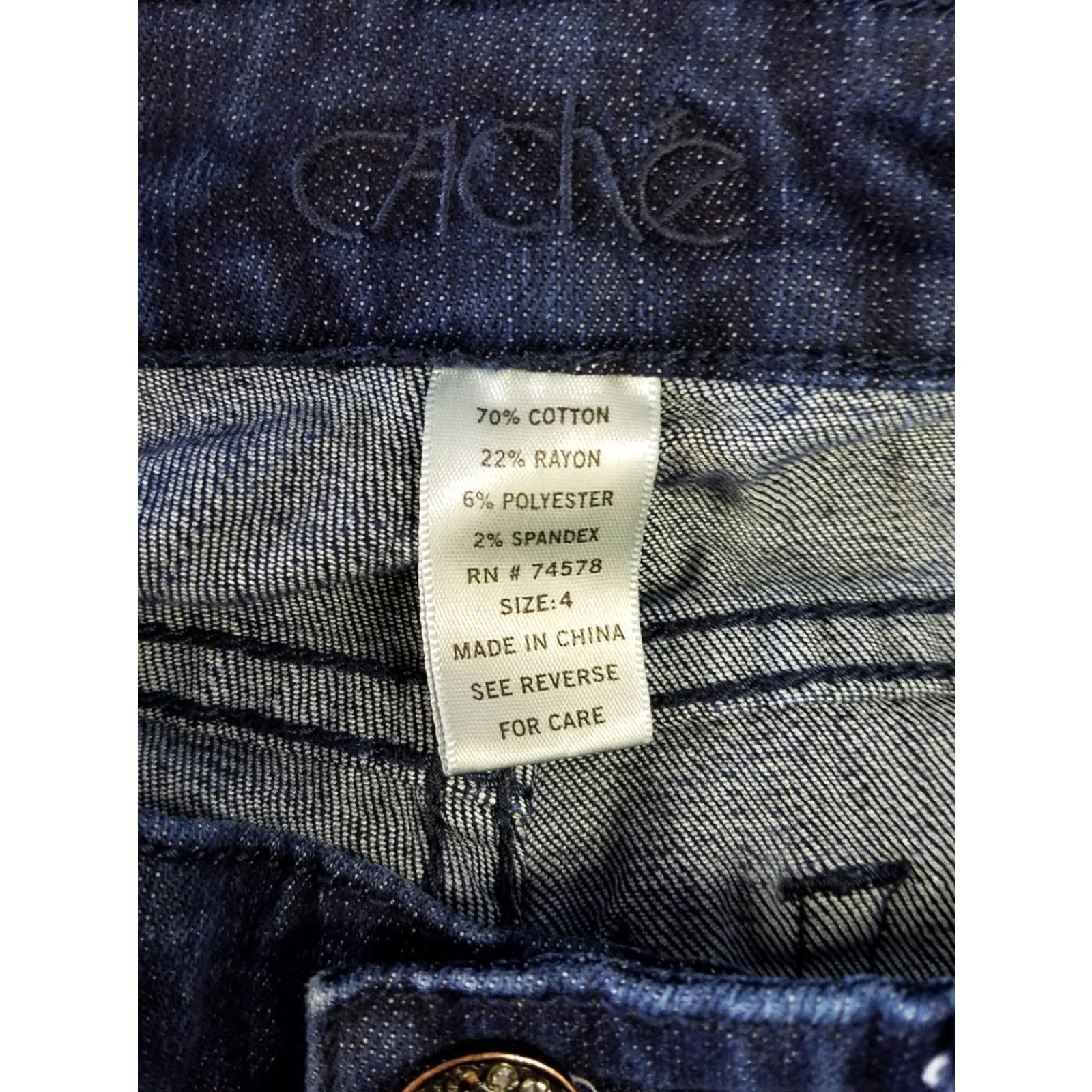 Vintage Cache Womens Jeans Skinny Dark Wash Sz 4 - Caché - Denim Cotton Blend - 70% Cotton - Regular - Womens - Jeans - Skinny - Dark Wash - Size 4 Size 27" / US 4 / IT 40 - 5 Thumbnail