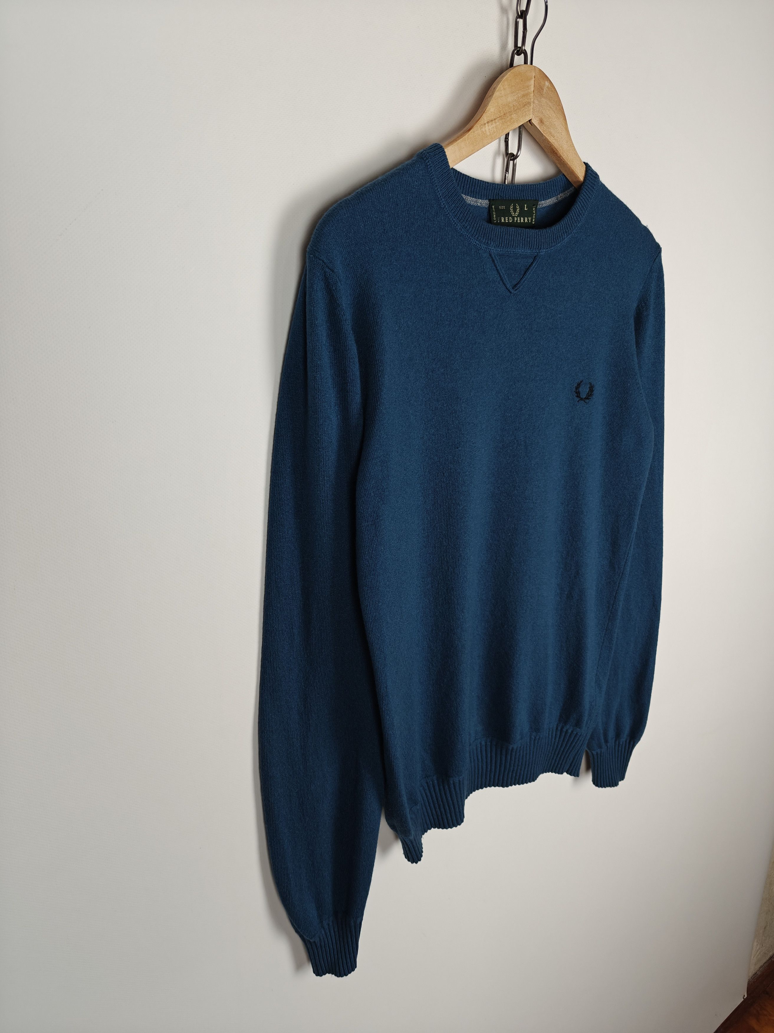 Fred Perry Fred Perry Wool Sweater Blue Pullover Small Logo size L Size US L / EU 52-54 / 3 - 4 Thumbnail