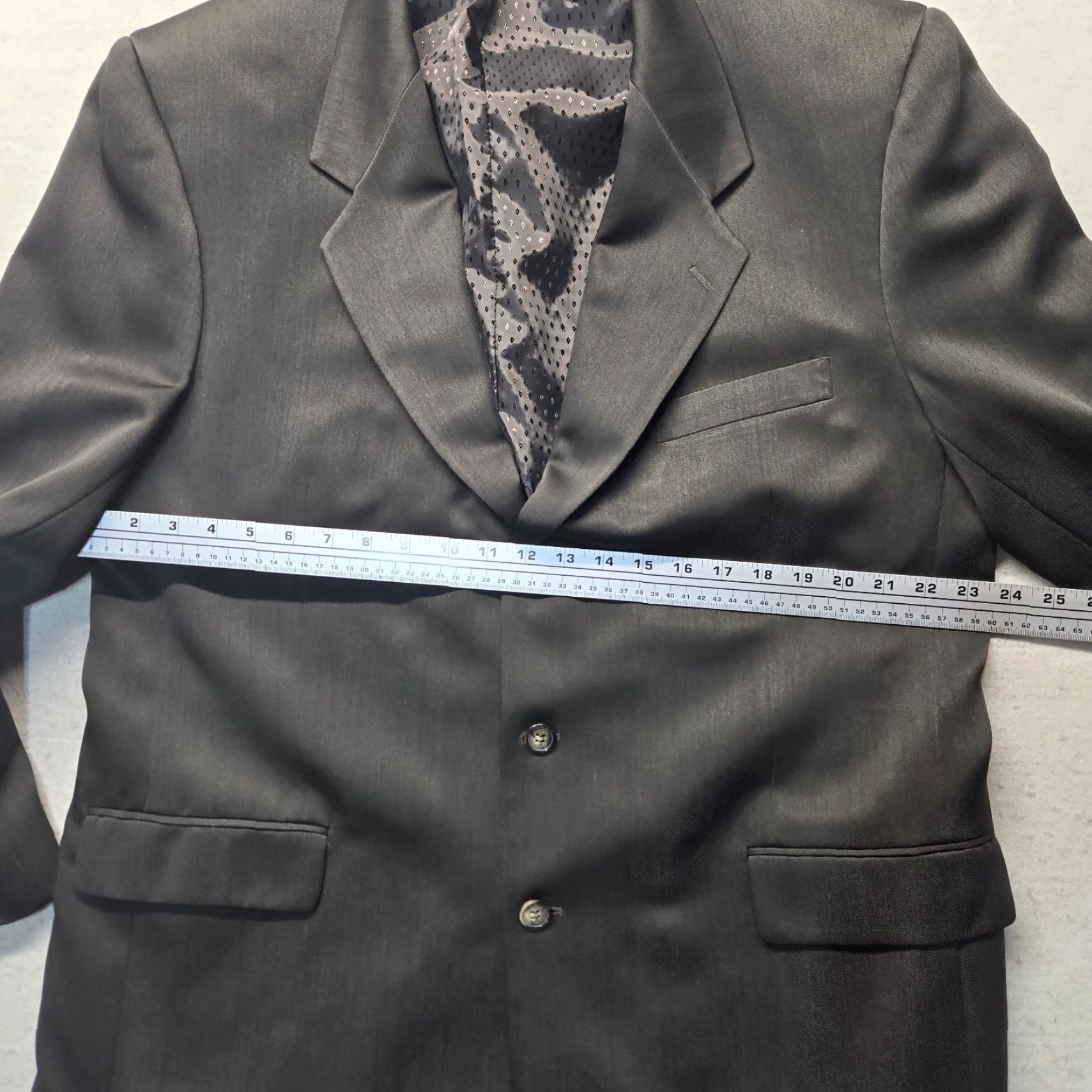 Vintage Florenzi Blazer Solid Dark Gray Suit Jacket Sport Coat Adults 46L Gray Three-Button Notch Lapel Single-Breasted Casual Formal Jacket Size 46R - 7 Thumbnail