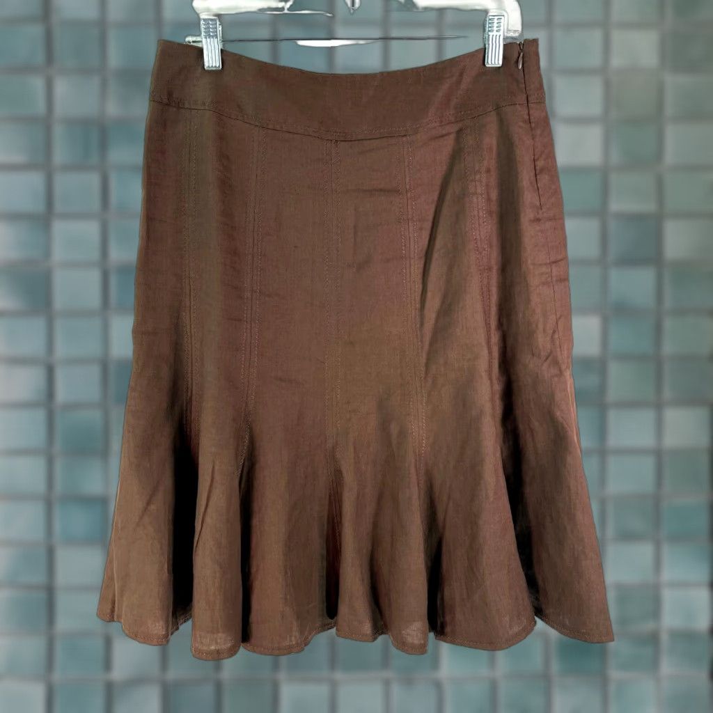Willi Smith Willi Smith Linen Mini Skirt Women's Size 10 Casual Brown Side Zip Classic Size 32" / US 10 / IT 46 - 1 Thumbnail