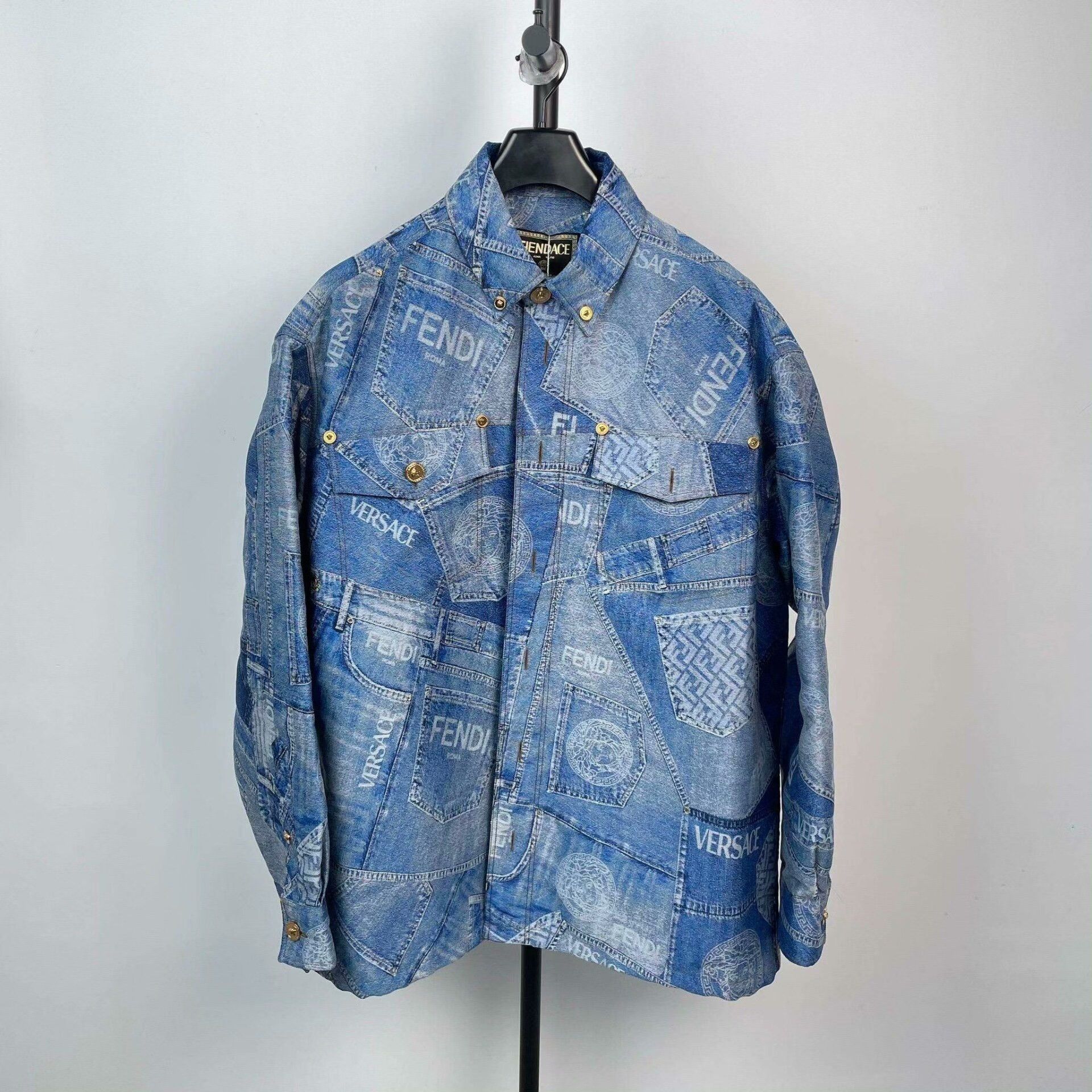 Versace Versace Collab Denim Blue Light Jacket XXL Men Size US XXL / EU 58 / 5 - 1 Thumbnail