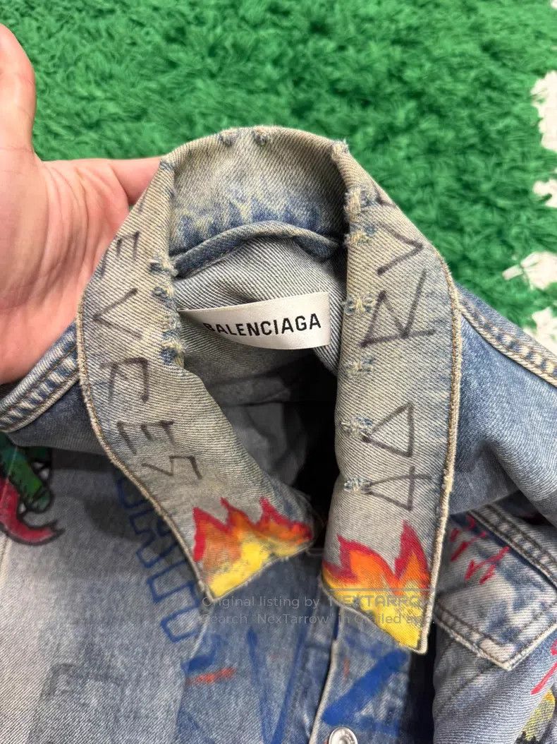 Balenciaga Balenciaga Graffiti Denim Jacket Size XXS / US 00 / IT 34 - 5 Thumbnail